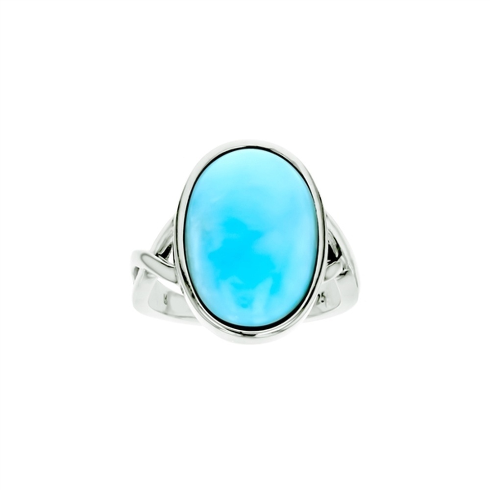 925 Sterling  Silver Larimar Oval Shape Twist Side Ring  5.6 gm